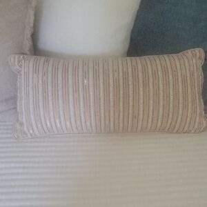 Chic Beige Pillow with Sparkling Stripes